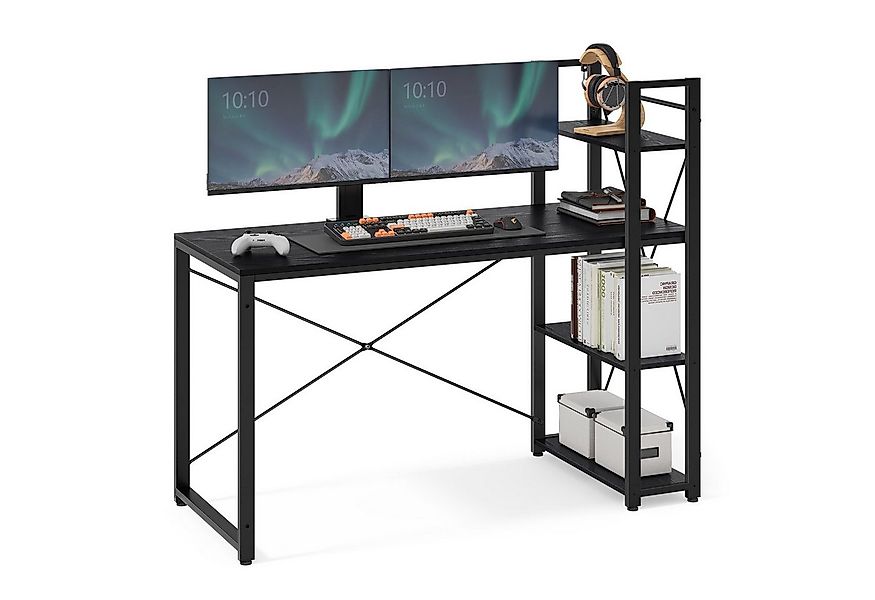 VASAGLE Schreibtisch Computertisch, 120 / 137,2 cm, mit Regalböden rechts o günstig online kaufen
