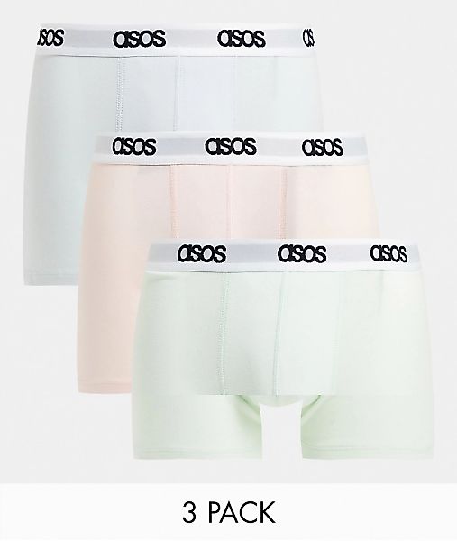 ASOS DESIGN – Unterhosen in Pastellfarben im 3er-Pack-Mehrfarbig günstig online kaufen