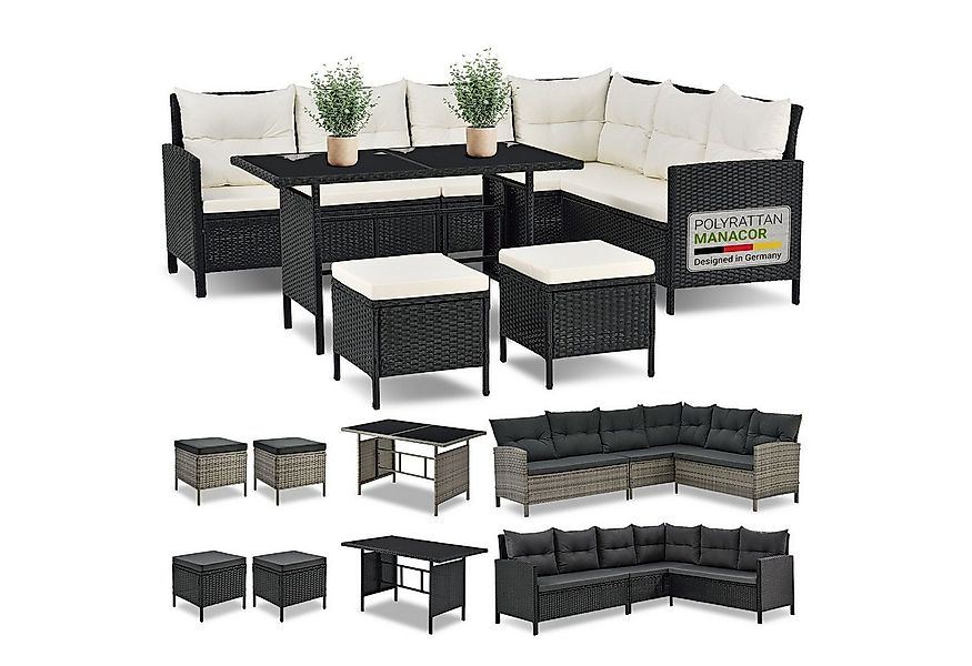 Juskys Gartenlounge-Set Manacor, (Gartenlounge), Polyrattan Gartenmöbel-Set günstig online kaufen