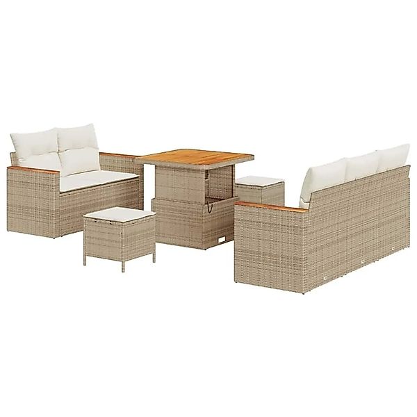 vidaXL Gartensofa-Set mit Kissen 10 Stk Beige und Creme Poly-Rattan 3364936 günstig online kaufen