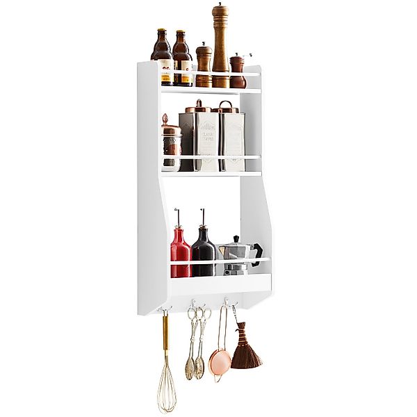 SoBuy Wandregal Gewürzregal Küchenregal mit 3 Ablagen Badregal Weiß KCR12-W günstig online kaufen