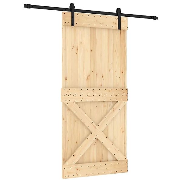vidaXL Schiebetür mit Beschlag 95x210 cm Massivholz Kiefer 3203002 günstig online kaufen