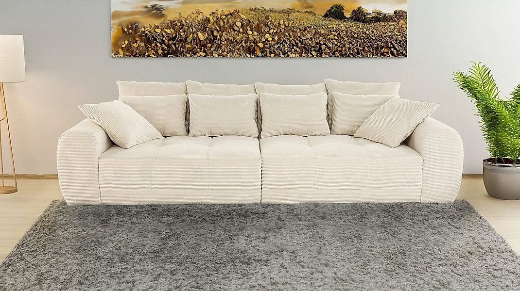 Massivart® Big-Sofa JANNI Cord beige oder grün 308 cm / 4-Sitzer, Cordsofa günstig online kaufen