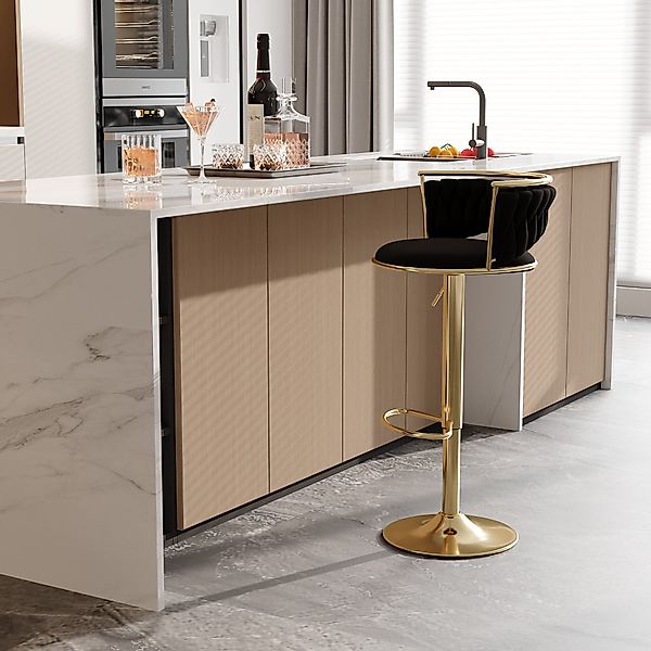 Furnishings Home Barhocker Moderne Samt-Hochstuhl/Barstuhl goldene günstig online kaufen