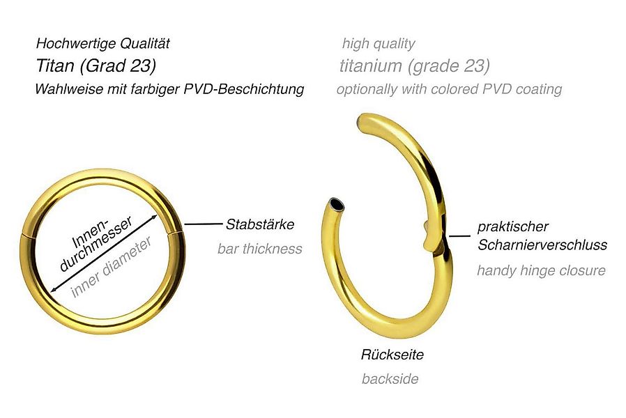PIERCINGLINE Nasenpiercing Titan Segmentring Clicker Ohrpiercing Septum Nas günstig online kaufen
