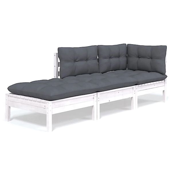 vidaXL 3-Tlg Garten-Lounge-Set mit Kissen Massivholz Kiefer 3096281 günstig online kaufen