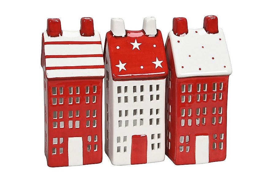 finehomegarden Dekoobjekt Deko Haus Lichterhaus rot/weiss 3fach sort. 7x7cm günstig online kaufen