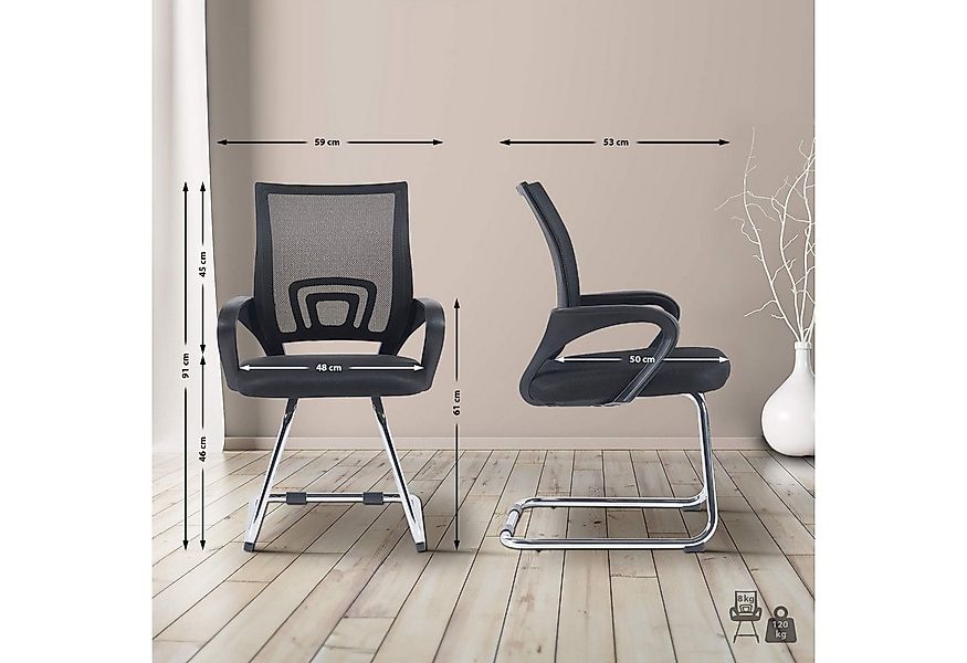 CLP Besucherstuhl Eureka (2er Set, 2 St), mit Netzbezug und Armlehnen günstig online kaufen