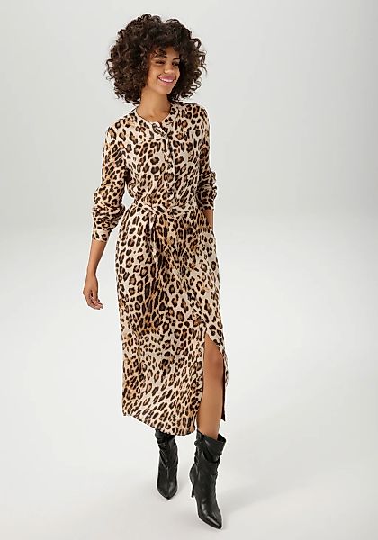 Aniston CASUAL Blusenkleid, (mit abnehmbarem Bindegürtel), mit trendigem Le günstig online kaufen