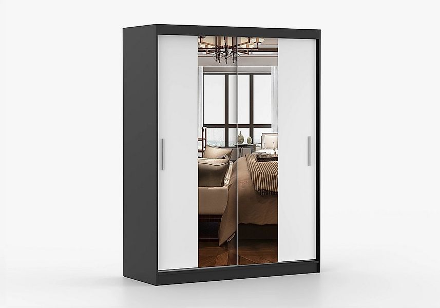 imoebel24 Schwebetürenschrank VISTA 01 150 cm - Schwarz / Weiss günstig online kaufen