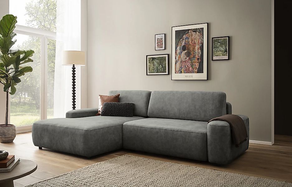 Home affaire Ecksofa "TORGE (264cm), Schlafsofa in Cord, Samtvelours o Stru günstig online kaufen