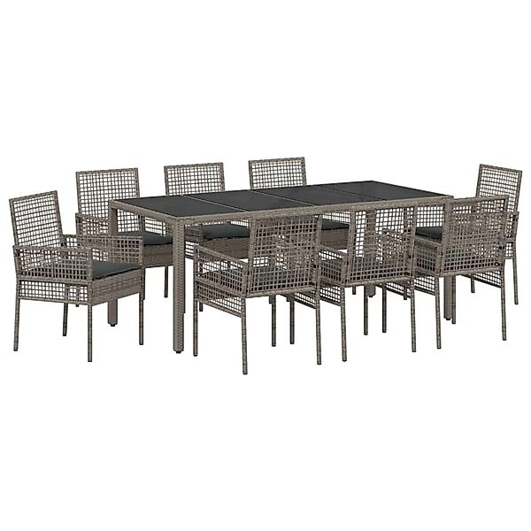 vidaXL Garten Essgruppe 9-Tlg Grau Poly Rattan 3334876 günstig online kaufen