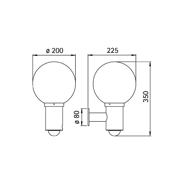 Wandleuchte A-92781, Opalglas, Edelstahl, E27, IP44, 200mm, mit Bewegungsme günstig online kaufen