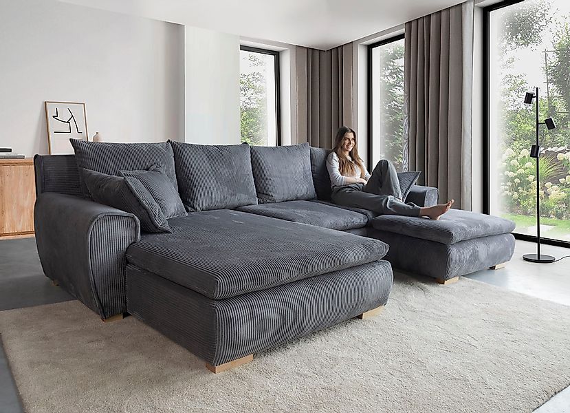 Home affaire Ecksofa Katja L-Form, Cord günstig online kaufen