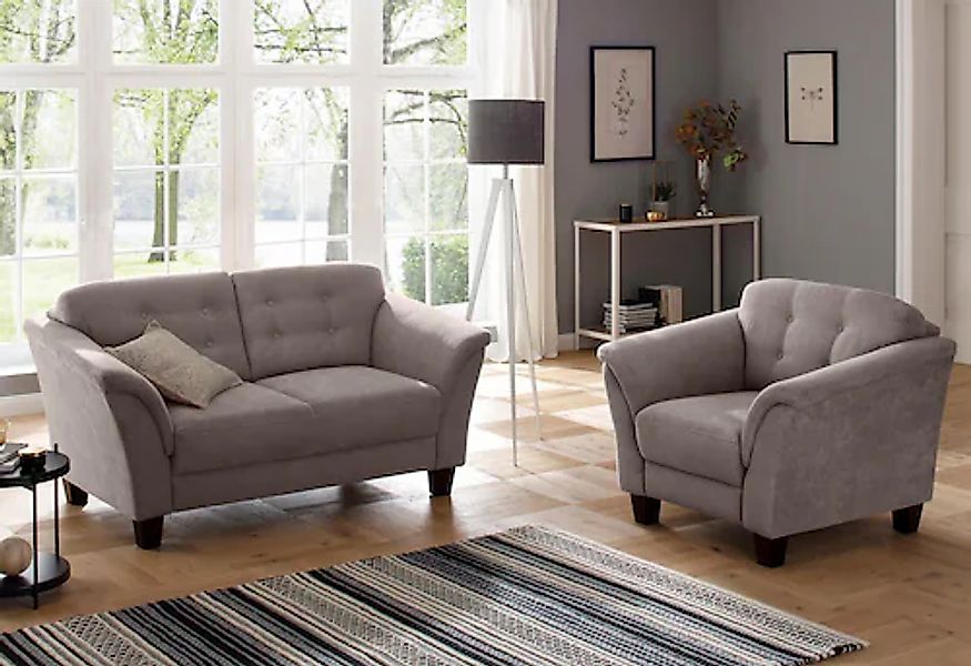 Home affaire Sessel »Trondheim«, mit Federkern, Knopfheftung im Rücken, Füß günstig online kaufen
