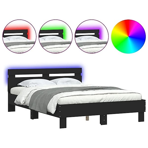 vidaXL Bettgestell mit Kopfteil LED-Beleuchtung Schwarz 135x190 cm 3207568 günstig online kaufen
