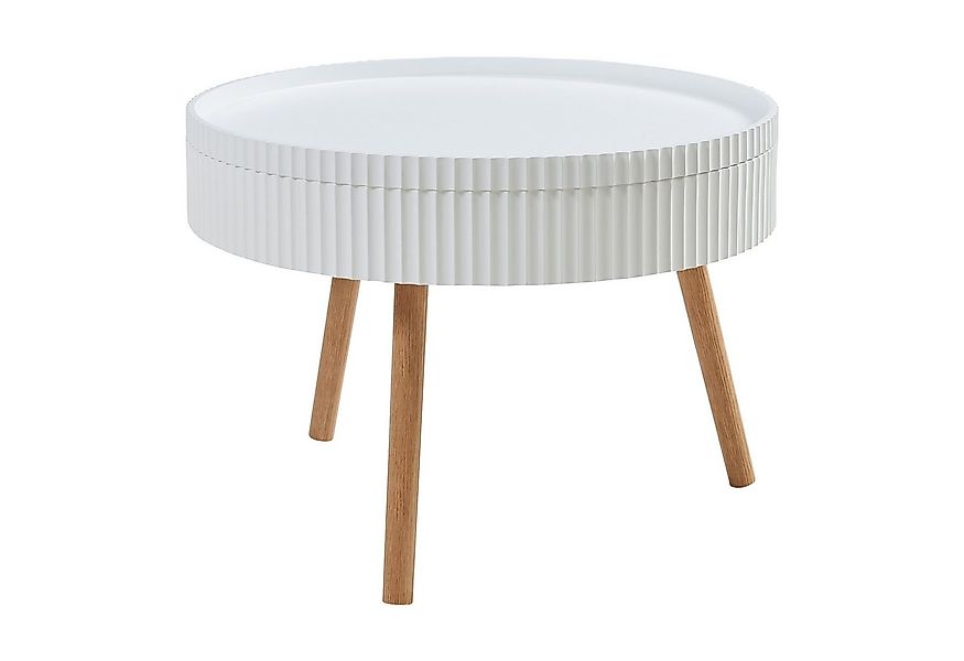 en.casa Couchtisch, »Bongard« Ø60 x 45 cm in gerillter Optik rund Weiß günstig online kaufen