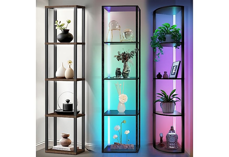 XERSEK Stehlampe Dimmbar LED Stehleuchte Bücherregal Regal aus Holz App Fer günstig online kaufen