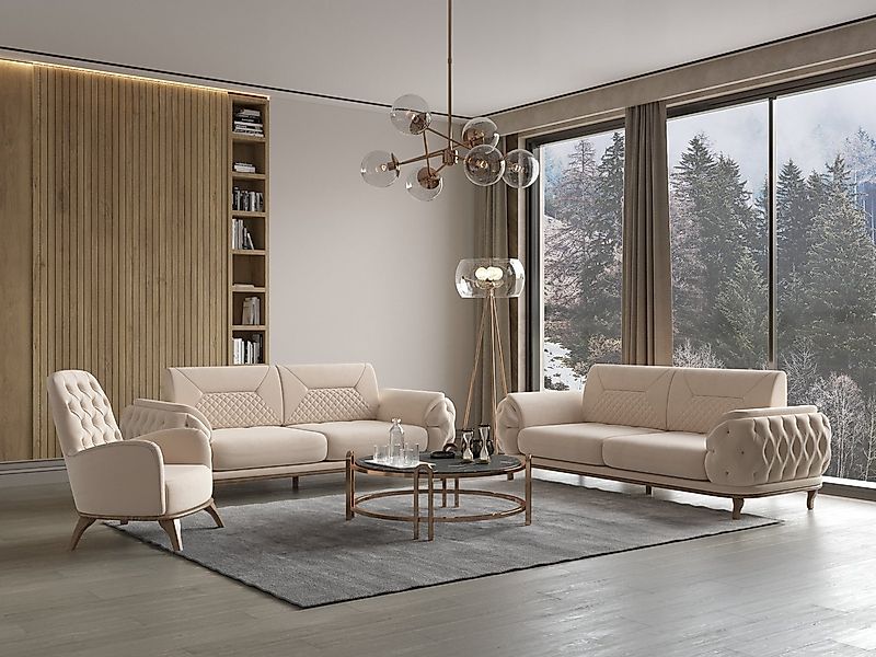 Möbeldreams Sofa Sofa-Set Ema 3-3-1 Modern Chesterfield günstig online kaufen