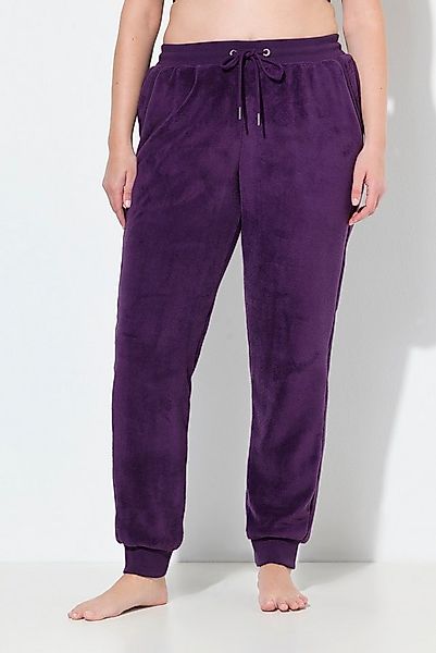Ulla Popken Homewearhose Homewear-Hose Plüsch Elastikbund Bindeband günstig online kaufen