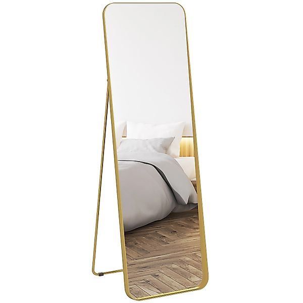 HOMCOM Ganzkörperspiegel Metall Glas 50L x 6B x 160H cm  Gold günstig online kaufen