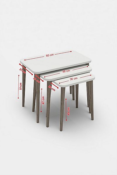 en.casa Couchtisch (3-St), stapelbar, kratzfest, abgerundete Ecken 89322037 günstig online kaufen