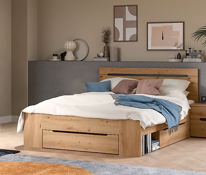 Home affaire Stauraumbett "REHAT, in 144 oder 184 cm Breite, 3 Schubkästen, günstig online kaufen
