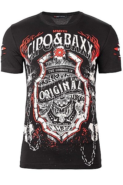 Cipo & Baxx Print-Shirt Extravagantes Kurzarm T-Shirt BA-CT772 im Ghost Rid günstig online kaufen