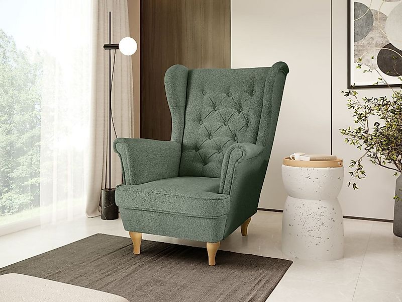 Beautysofa Ohrensessel Sessel FALCO Chesterfield Wohnzimmersessel Fernsehse günstig online kaufen