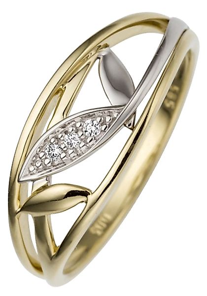 JOBO Diamantring, 585 Gold bicolor mit 3 Diamanten günstig online kaufen