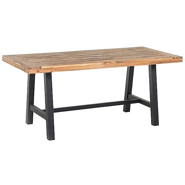 Beliani Gartentisch SCANIA Heller Holzfarbton Schwarz 170x80x74 günstig online kaufen