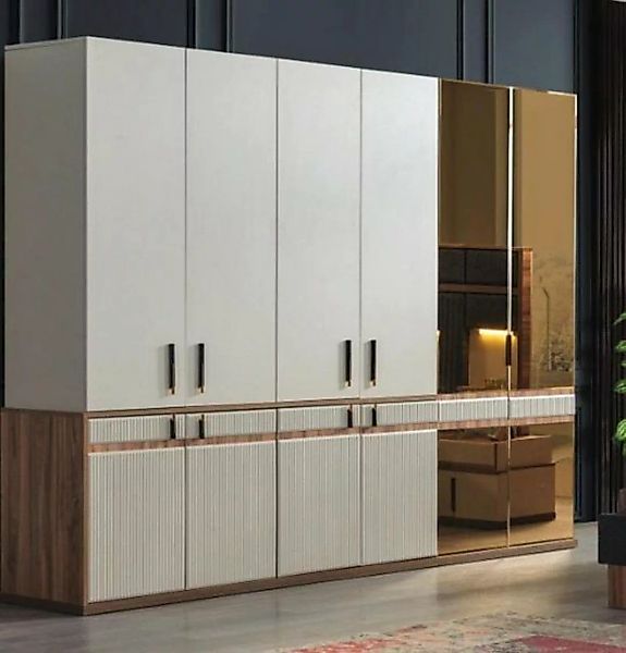 JVmoebel Kleiderschrank Weißer Kleiderschrank 10-türiger Holz Schlafzimmer günstig online kaufen