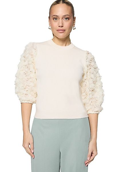 Zero Strickpullover Damen mit 3D Blüten (1-tlg) drapiert / gerafft günstig online kaufen