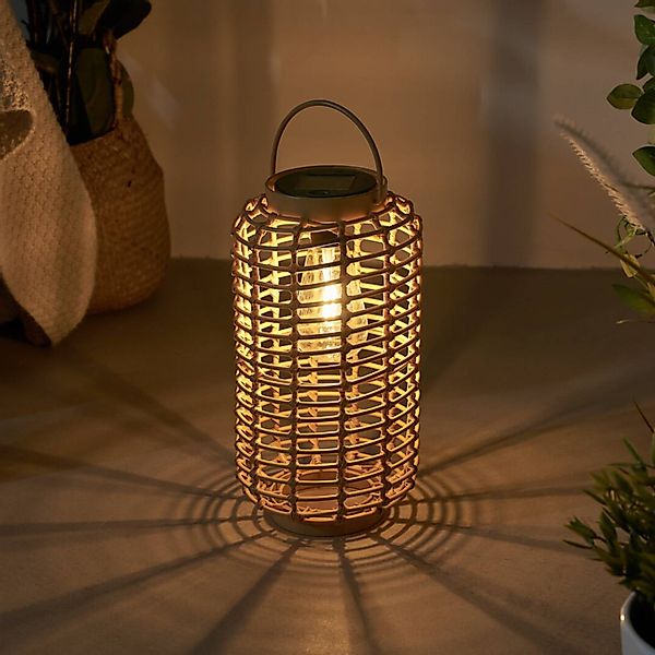 Pauleen LED Laterne »Sunshine Darling Solarlaterne Beige Rattan/Metall/Kuns günstig online kaufen