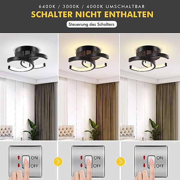 oyajia Deckenleuchte Schwarz LED Deckenleuchte, 12W/16W günstig online kaufen
