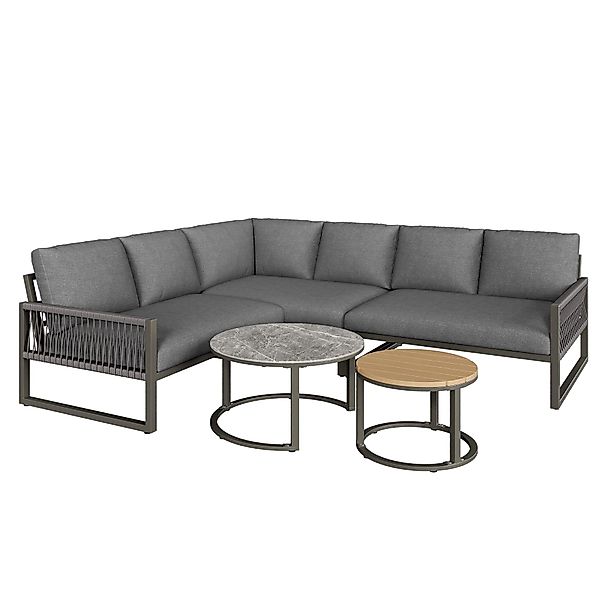 Garten-Lounge-Set für 6-7 Personen, Ecksofa mit verzinktem Eisengestell, ve günstig online kaufen