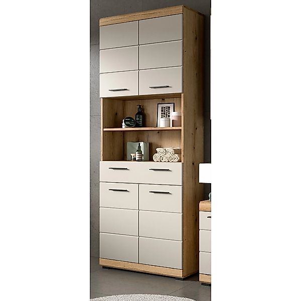 Inn.Furn Badezimmer Hochschrank in Sand und Eiche 74 x 191 cm Shawn günstig online kaufen
