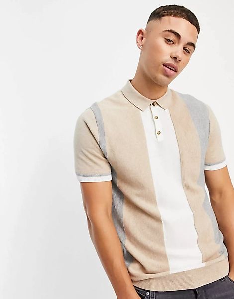 Topman – Polohemd mit mehrfarbigen, melierten Streifen günstig online kaufen