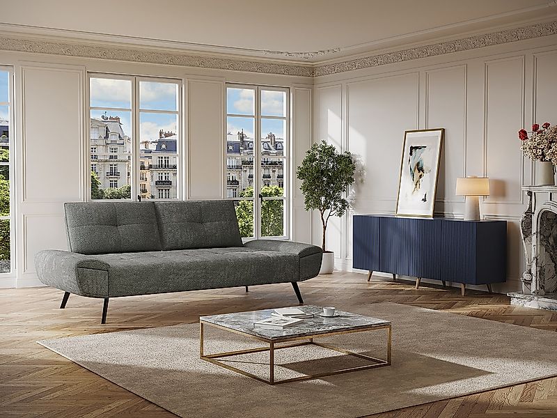 Sofa 3-Sitzer mit verstellbarer Rückenlehne - Strukturstoff - Grau - KELOPA günstig online kaufen