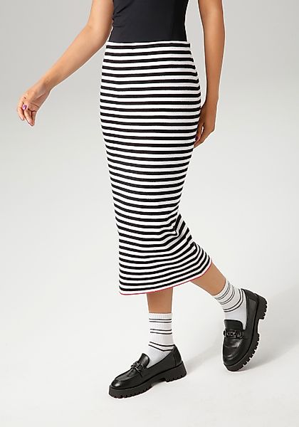 Aniston CASUAL Strickrock mit rotem Farbakzent am Saum günstig online kaufen