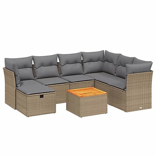 vidaXL 8-tlg Garten-Sofagarnitur mit Kissen Beige Poly Rattan Modell 129 günstig online kaufen