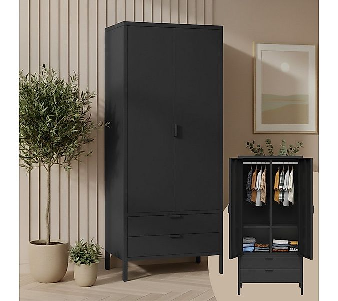 skølm Kleiderschrank Ituri aus Metall (Schwarz) Schrank mit 6 Fächern, 2 Sc günstig online kaufen