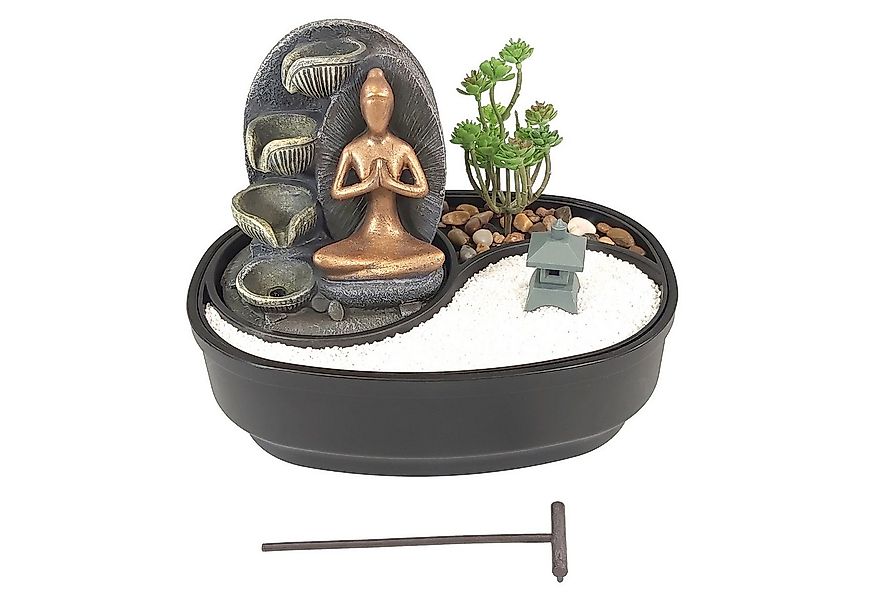 Lemodo Zimmerbrunnen Tischbrunnen mit Zen-Garten, Pumpe mit LED-Beleuchtung günstig online kaufen