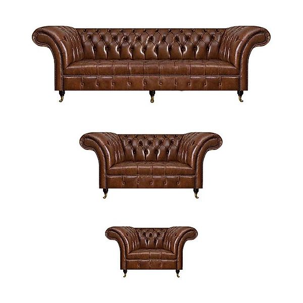 JVmoebel Sofa Chesterfield Ledersofas Braunes Komplettes Sofa Set Luxus Sit günstig online kaufen