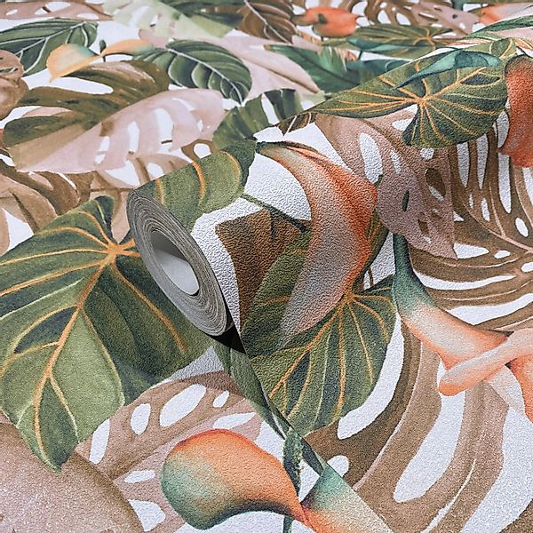 Marburg Vliestapete Blattoptik Floral Modern 10,05 m x 0,53 m Grün-Braun günstig online kaufen