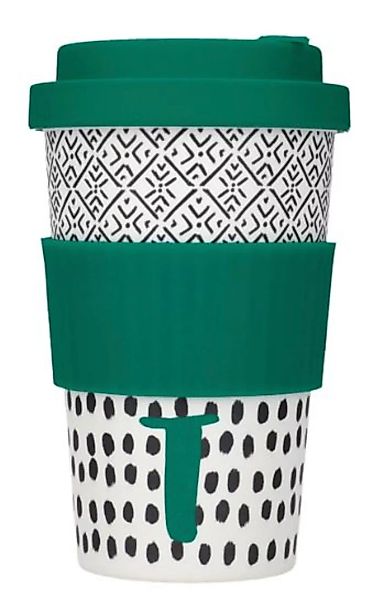 Kaffeebecher Alfabet T 410 Ml Bambus Weiß/grün/schwarz günstig online kaufen