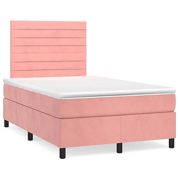 vidaXL Boxspringbett mit Matratze Rosa 120x200 cm Samt1349984 günstig online kaufen