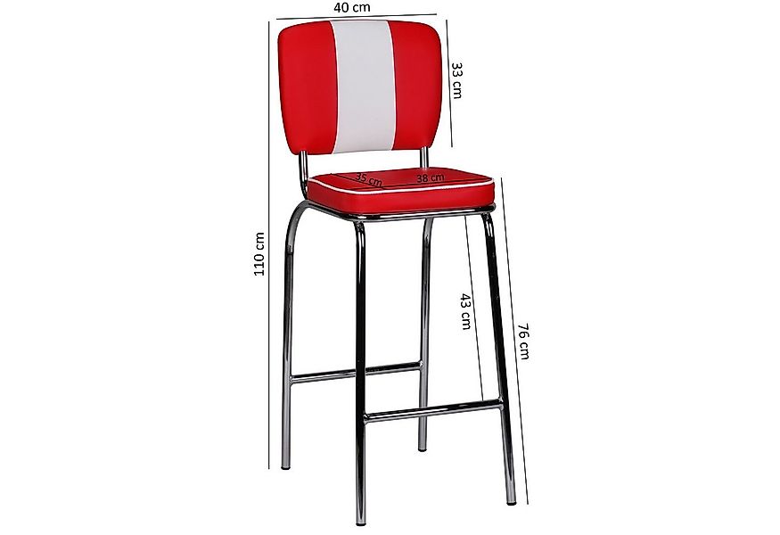 FINEBUY Barhocker SuVa2789_2 2er Set American Diner Barstuhl 50er Jahre Ret günstig online kaufen