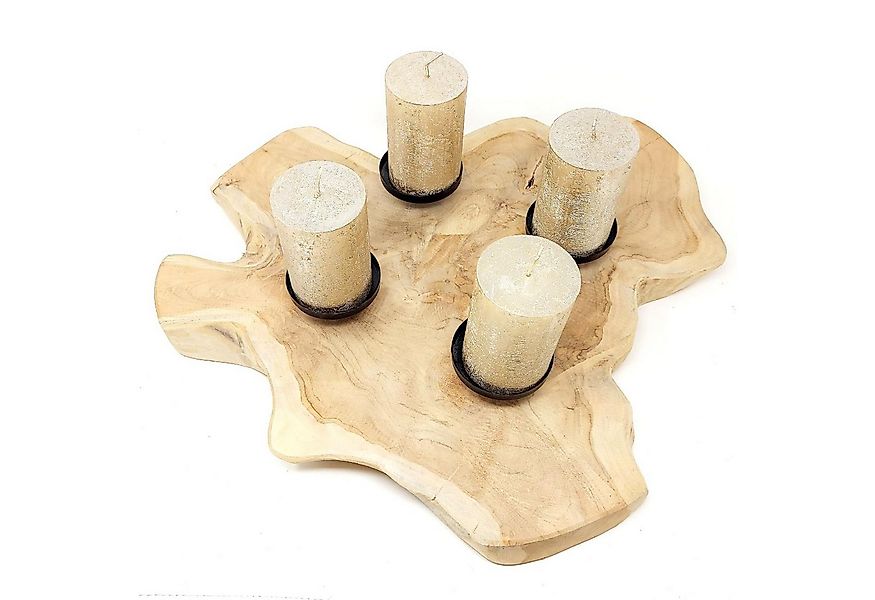 CreaFlor Home Kerzenhalter Teak, Farbe: Naturfarben, Motiv: Teak günstig online kaufen