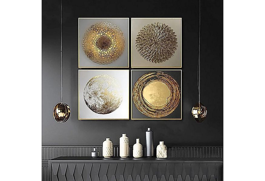 LuxusKollektion Mehrteilige Bilder Abstrakte Gold Leinwand Bilder Wohnzimme günstig online kaufen